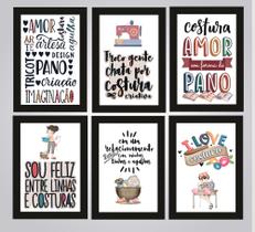 Quadros Atelie Costureira Costura Design De Moda Kit 6 Peças