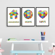 Quadros Autismo Educação Escola Colegio Kit 3 Peças 20x28cm Quadros Autismo Educação Escola Colegio Kit 3 Peças 20x28cm