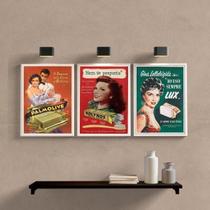 Quadros Banheiro Propagandas Antigas 33x24cm (Kit 3)