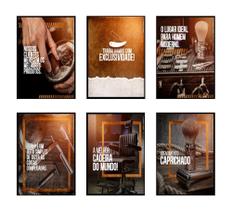 Quadros Barbeiro Cabelo Barbearia Corte Barba Homem 6 Peças Quadros Barbeiro Cabelo Barbearia Corte Barba Homem 6 Peças