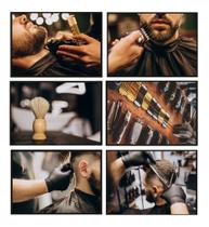 Quadros Barbeiro Decoração Barbearia Corte Masculino 6 Peças