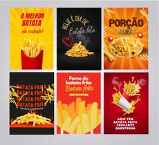 Quadros Batata Frita Lanchonete Porção Kit 6 Peças 20x28cm Quadros Batata Frita Lanchonete Porção Kit 6 Peças 20x28cm