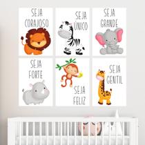 Quadros Bebê Menino Safari Baby Sonhe Alto Kit 6 Peças Quadros Bebê Menino Safari Baby Sonhe Alto Kit 6 Peças