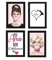 Quadros Cabeleireira Salão Beleza Decoração Kit 4 Peças