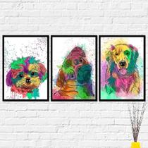 Quadros Cachorro Dog Colorido Kit 3 Decorativos Decoração Quadros Cachorro Dog Colorido Kit 3 Decorativos Decoração