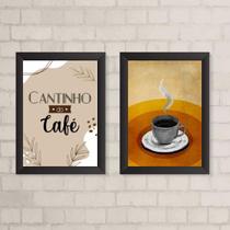 Quadros Café Boho 45x34cm - Kit com 2 - Moldura Preta