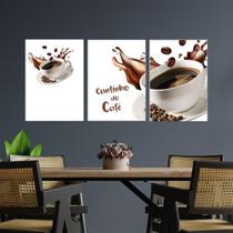 Quadros Cantinho Café Cozinha Painel Mosaíco Kit 3 Peças