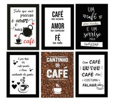 Quadros Cantinho Café Decorativo Cozinha Kit 6 Peças 20x28cm