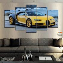 Quadros Carros Bugatti Amarelo 63x130mt em Tecido Quadros Carros Bugatti Amarelo 63x130mt em Tecido