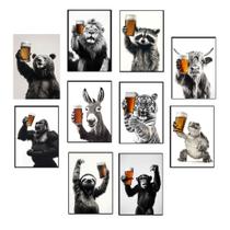 Quadros Cerveja Animais Bebendo Bar Boteco Decoração 21x15cm Quadros Cerveja Animais Bebendo Bar Boteco Decoração 21x15cm