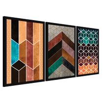 Quadros Chevron Com Moldura Premium 30x45 Kit 3 Peças