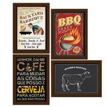 Quadros Churrasco Moldura Marrom 33x43cm 4un Quadros Churrasco Moldura Marrom 33x43cm 4un