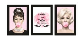 Quadros Cílios Lash Design Salão Diva Kit 3 Peças 20x28cm