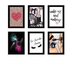 Quadros Cílios Make Up Maquiagem Decoração 6 Peças 20x28cm