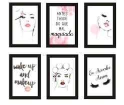 Quadros Cílios Make Up Maquiagem Decoração Salão Kit 6 Peças