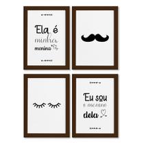 Quadros com Frases Namorados Moldura Marrom 22x32cm 4un