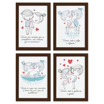 Quadros com Frases Namorados Moldura Marrom 22x32cm Kit 4un