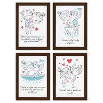 Quadros com Frases Namorados Moldura Marrom 33x43cm Kit 4un Quadros com Frases Namorados Moldura Marrom 33x43cm Kit 4un