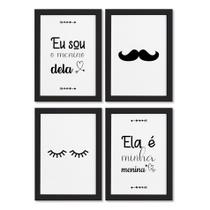 Quadros com Frases Namorados Moldura Preta 33x43cm 4un