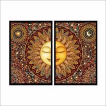 Quadros Com Moldura - Sol E Lua Dormindo - Hippie Art Quadros Com Moldura - Sol E Lua Dormindo - Hippie Art