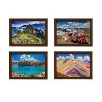 Quadros com Paisagens Peru Moldura Marrom 33x43cm Kit 4un