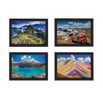 Quadros com Paisagens Peru Moldura Preta 33x43cm Kit 4un