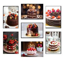 Quadros Confeitaria Decoração Bolos Tortas Painel 7 Peças