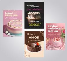 Quadros Confeitaria Decorativos Bolos Tortas Cozinha 4 Peças
