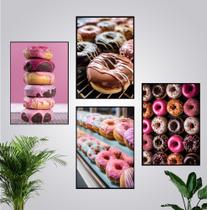 Quadros Confeitaria Rosquinha Donuts Decorativos Kit 4 Peças