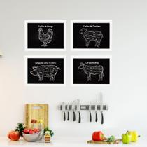 Quadros Cozinha Cortes de Churrasco Moldura Branca 33x43cm K Quadros Cozinha Cortes de Churrasco Moldura Branca 33x43cm K