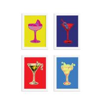 Quadros Cozinha Pop Drinks Moldura Branca 22x32cm Kit 4un Quadros Cozinha Pop Drinks Moldura Branca 22x32cm Kit 4un