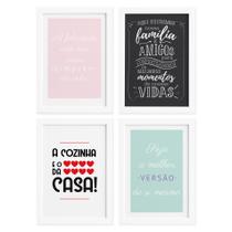 Quadros Cozinha Variada Moldura Branca 22x32cm 4un