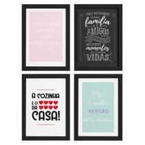 Quadros Cozinha Variada Moldura Preta 33x43cm 4un