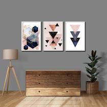 Quadros de Parede com Moldura Geométrico Azul Rosa Abstrato Quadros de Parede com Moldura Geométrico Azul Rosa Abstrato