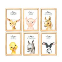 Quadros Decoração Animais da Fazenda moldura e vidro 23x33