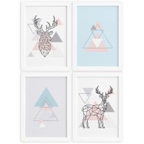 Quadros Decoração Minimalista Alce Moldura Branca 33x43cm Quadros Decoração Minimalista Alce Moldura Branca 33x43cm