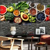 Quadros Decorativo 128x60 Frutas Verduras Castanhas 5 Peças