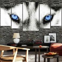 Quadros Decorativo 128x60 Olhar De Lobo Husky Lindo N3