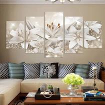 Quadros Decorativo 5 peças Flores Lírio Decoração Casa Variedades Sala Quarto - HKACESSORIOS