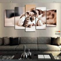 quadros decorativo 5 peças mod gato fofo