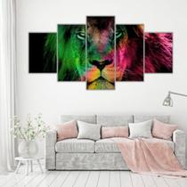 quadros decorativo 5 peças mod Leão realista Aquarela quadros decorativo 5 peças mod Leão realista Aquarela