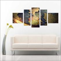 quadros decorativo 5 peças mod Mapa mundo quadros decorativo 5 peças mod Mapa mundo