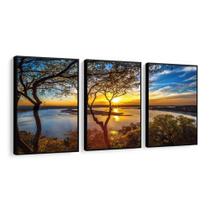 Quadros Decorativo Arvore Paisagem Por Do Sol Mar Para Sala