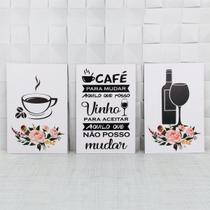 Quadros Decorativo Cozinha Café e Vinho Branco Kit 3 30x40cm Cantinho Gourmet Quadros Decorativo Cozinha Café e Vinho Branco Kit 3 30x40cm Cantinho Gourmet