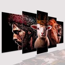 Quadros Decorativo Mosaico Leão ,Cristo Cordeiro Coroa