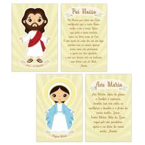 Quadros Decorativo Religioso Jesus, Oração Pai Nosso, Maria, Oração Ave Maria Kit 4 peças 20x30 - D.Lima produtos