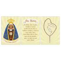 Quadros Decorativo Religioso Nossa Senhora Aparecida, Oração Ave Maria e Terço Kit 3 peças 20x30cm
