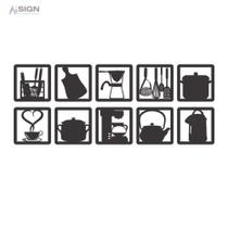 Quadros Decorativo Vazado Kit Utensílios de Cozinha MDF Preto Fosco Quadros Decorativo Vazado Kit Utensílios de Cozinha MDF Preto Fosco