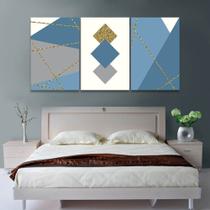 Quadros Decorativos 120x60 Abstrato Geométrico Azul Sala Quadros Decorativos 120x60 Abstrato Geométrico Azul Sala