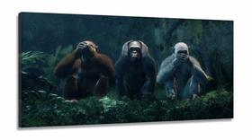 Quadros Decorativos 3 Macacos Sabios em Tecido Canvas 130x60